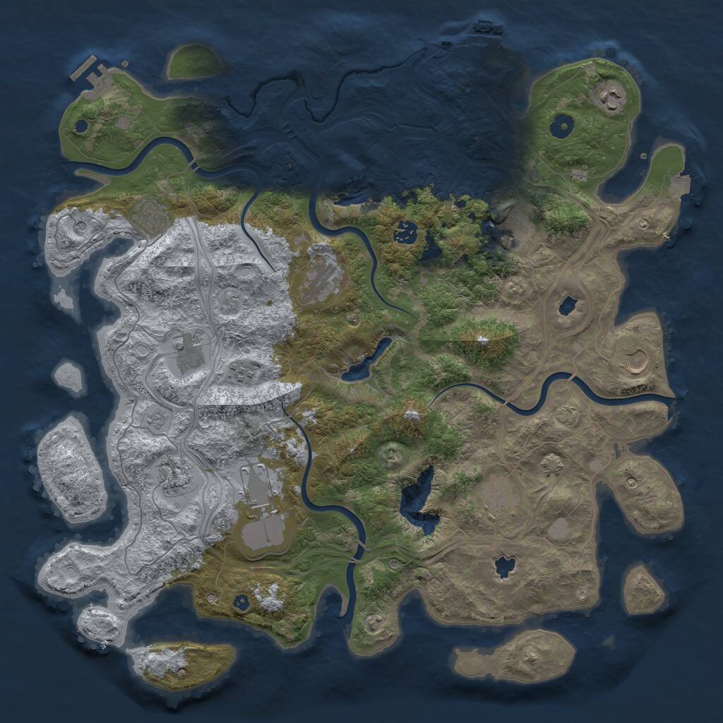 Rust Map: Procedural Map, Size: 4500, Seed: 1831242569, 17 Monuments