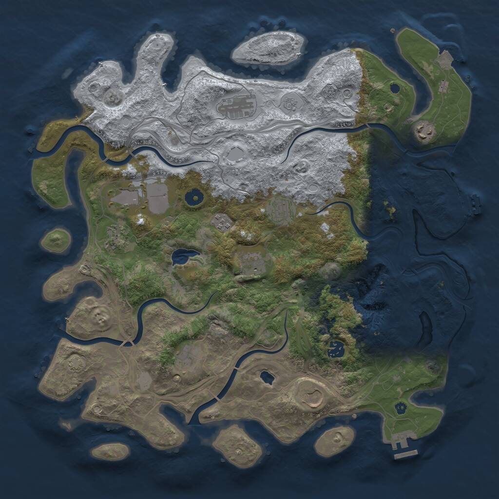 Rust Map: Procedural Map, Size: 4250, Seed: 1346605988, 16 Monuments
