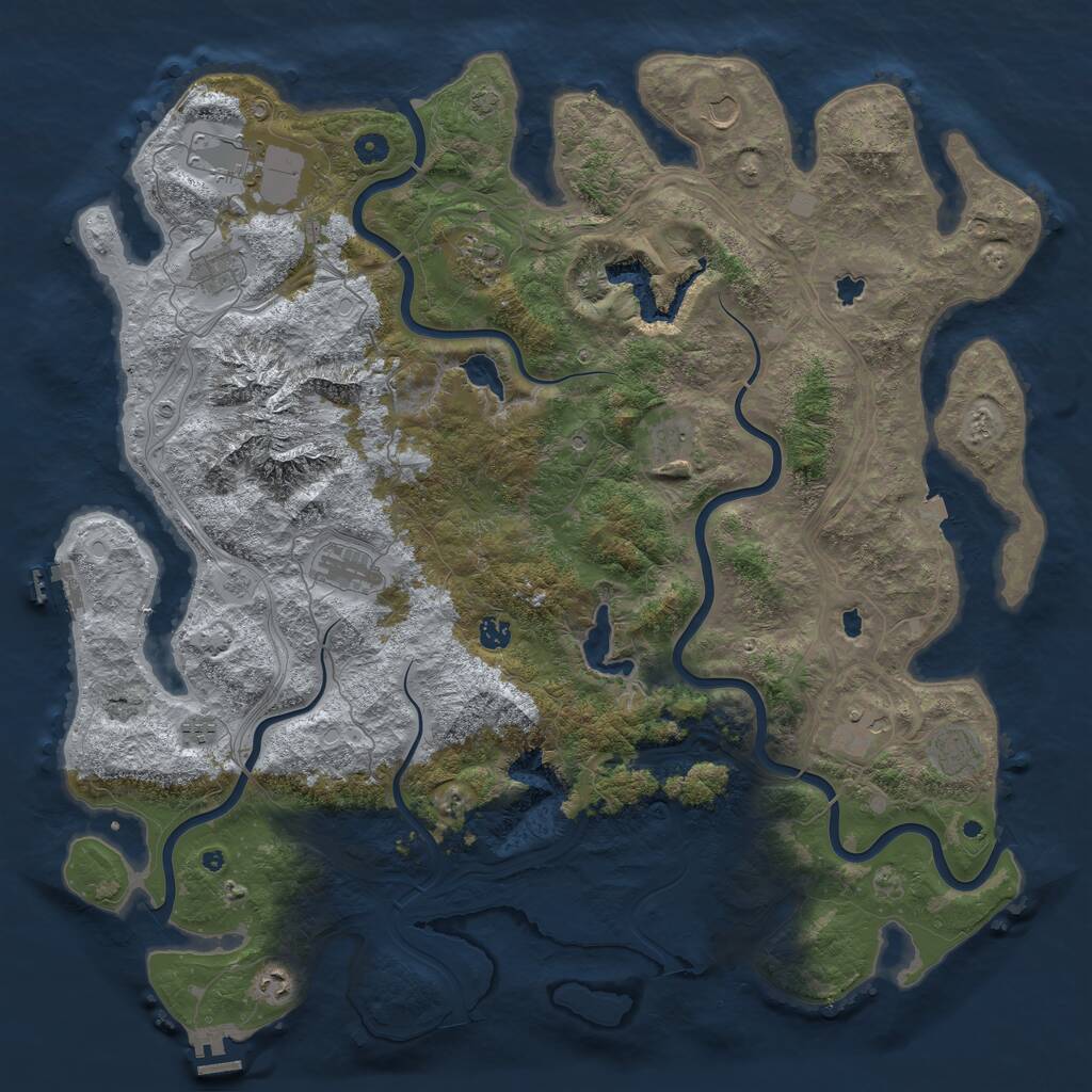 Rust Map: Procedural Map, Size: 5000, Seed: 712456466, 17 Monuments