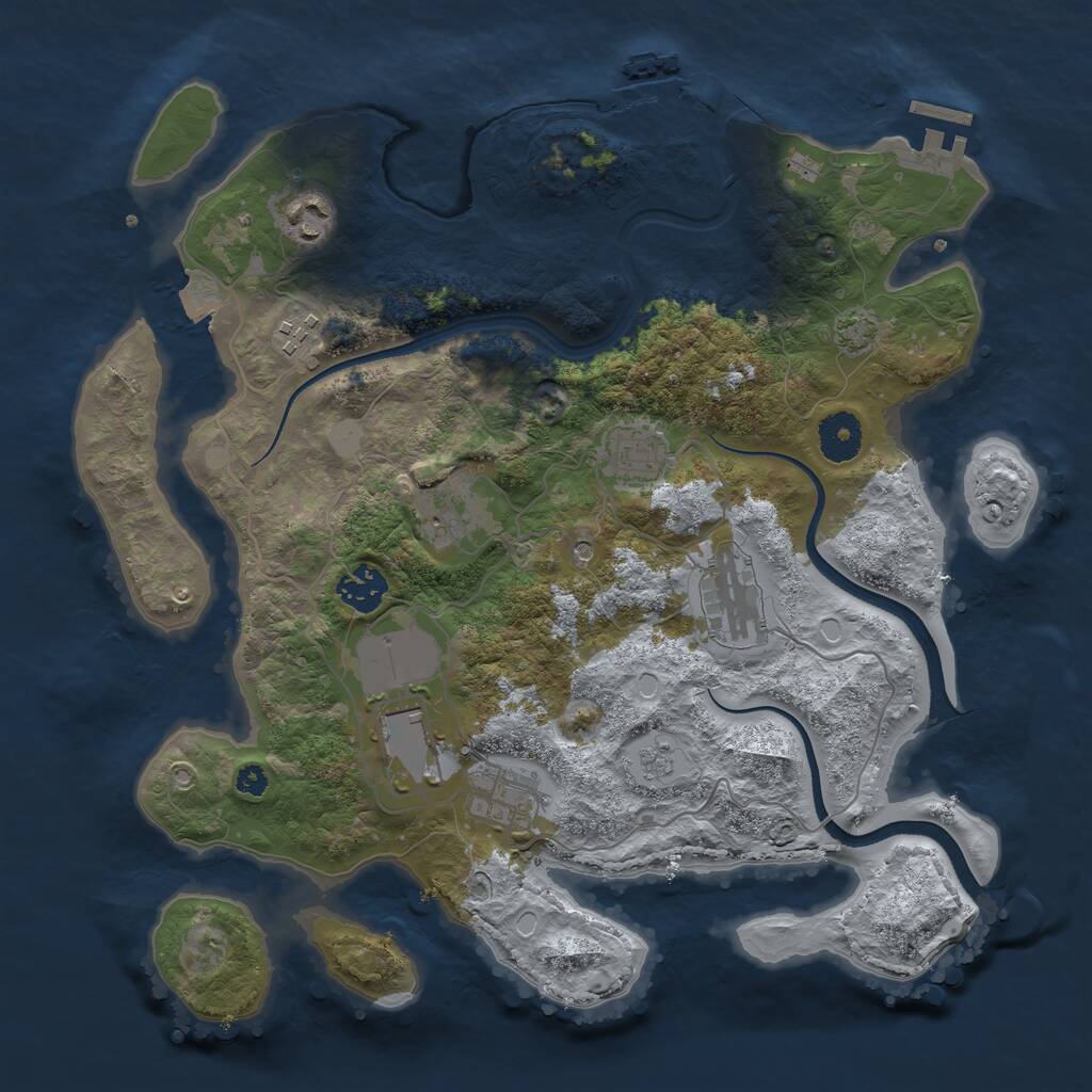 Rust Map: Procedural Map, Size: 3500, Seed: 1172746373, 14 Monuments