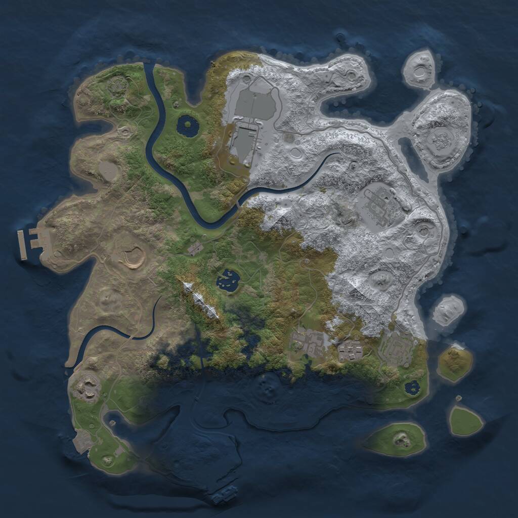 Rust Map: Procedural Map, Size: 3500, Seed: 16166, 14 Monuments