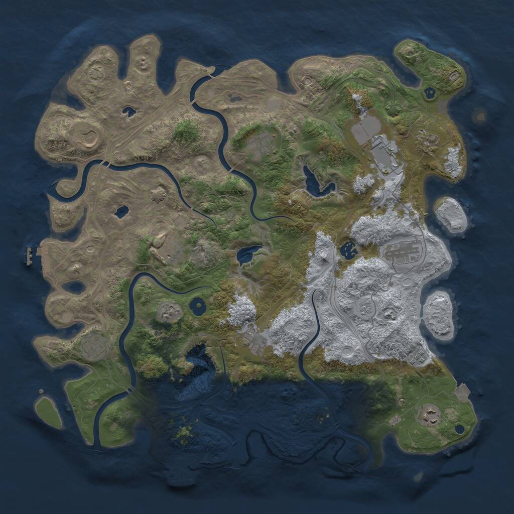 Rust Map: Procedural Map, Size: 4500, Seed: 1927082685, 17 Monuments
