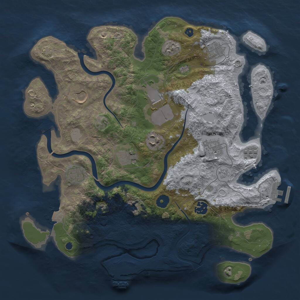 Rust Map: Procedural Map, Size: 3500, Seed: 2007108478, 15 Monuments