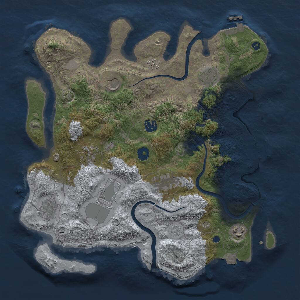 Rust Map: Procedural Map, Size: 3500, Seed: 919564, 15 Monuments