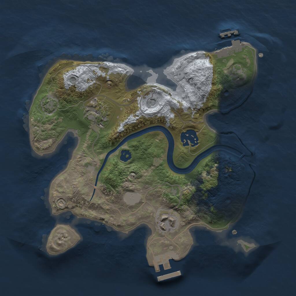 Rust Map: Procedural Map, Size: 2500, Seed: 198459815, 8 Monuments