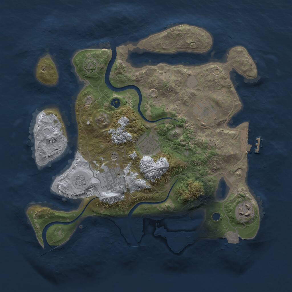Rust Map: Procedural Map, Size: 3000, Seed: 202486, 9 Monuments