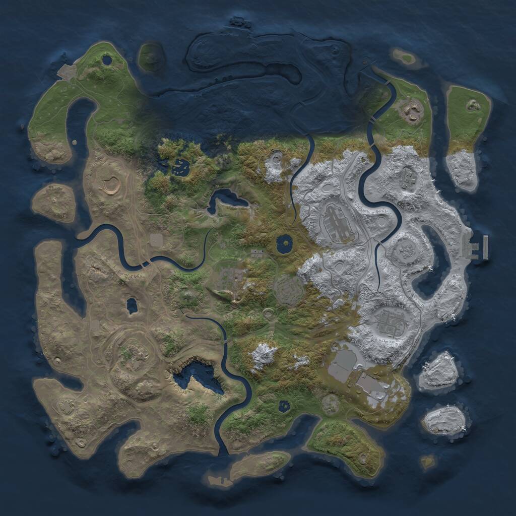 Rust Map: Procedural Map, Size: 4250, Seed: 1289664709, 16 Monuments