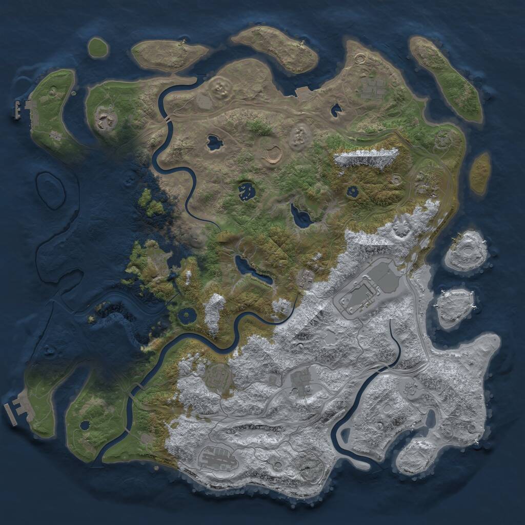 Rust Map: Procedural Map, Size: 4500, Seed: 553240, 17 Monuments
