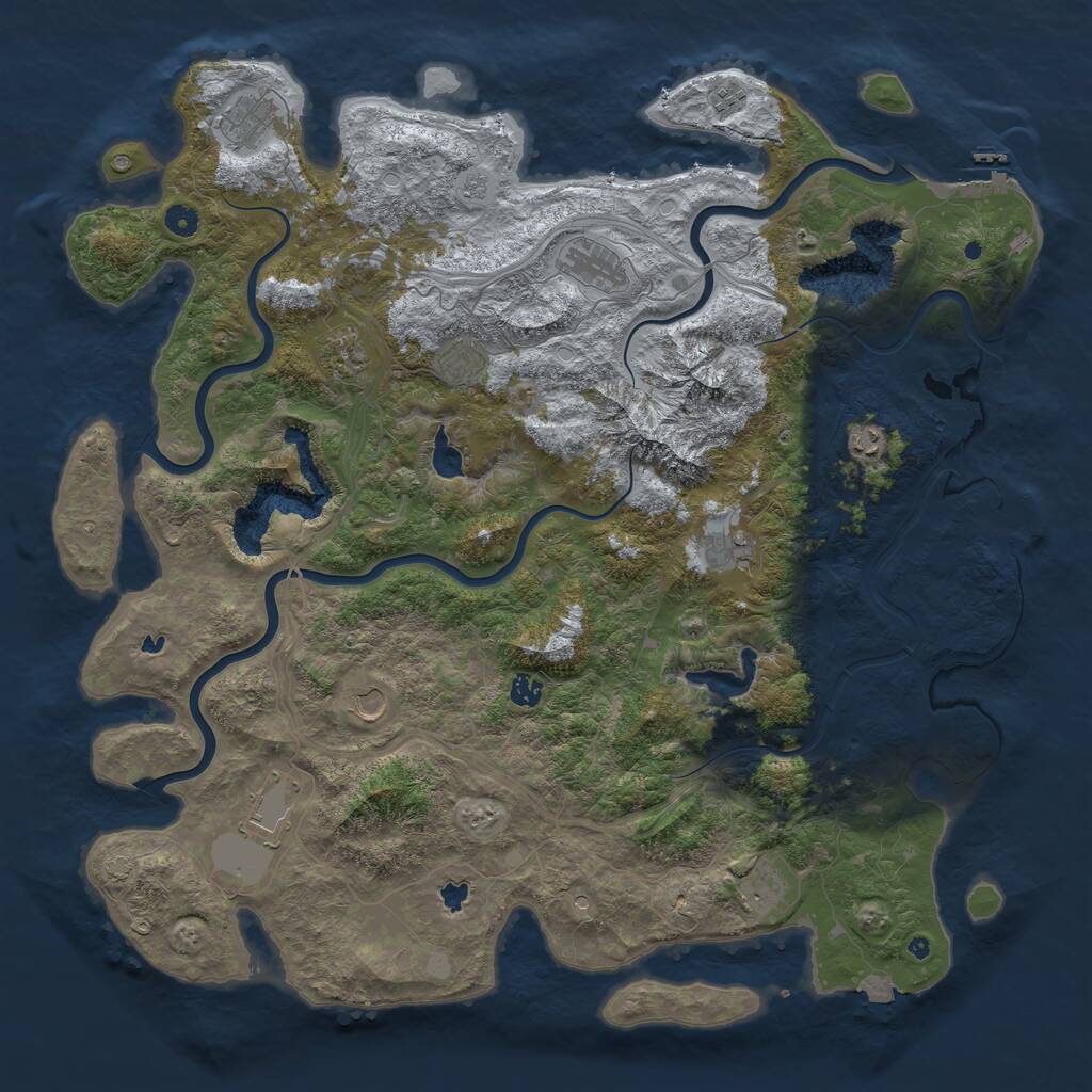 Rust Map: Procedural Map, Size: 5000, Seed: 2005994853, 17 Monuments