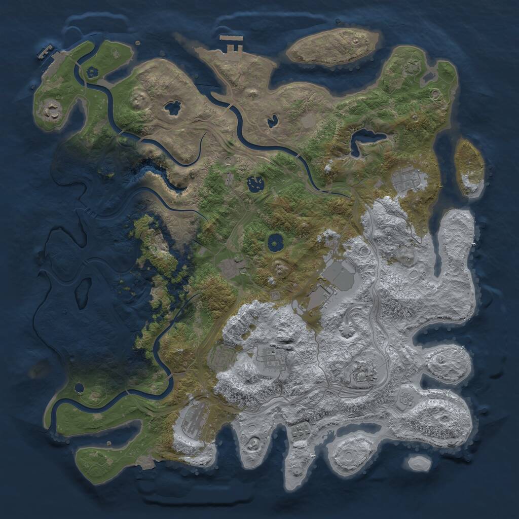 Rust Map: Procedural Map, Size: 4500, Seed: 616551, 16 Monuments