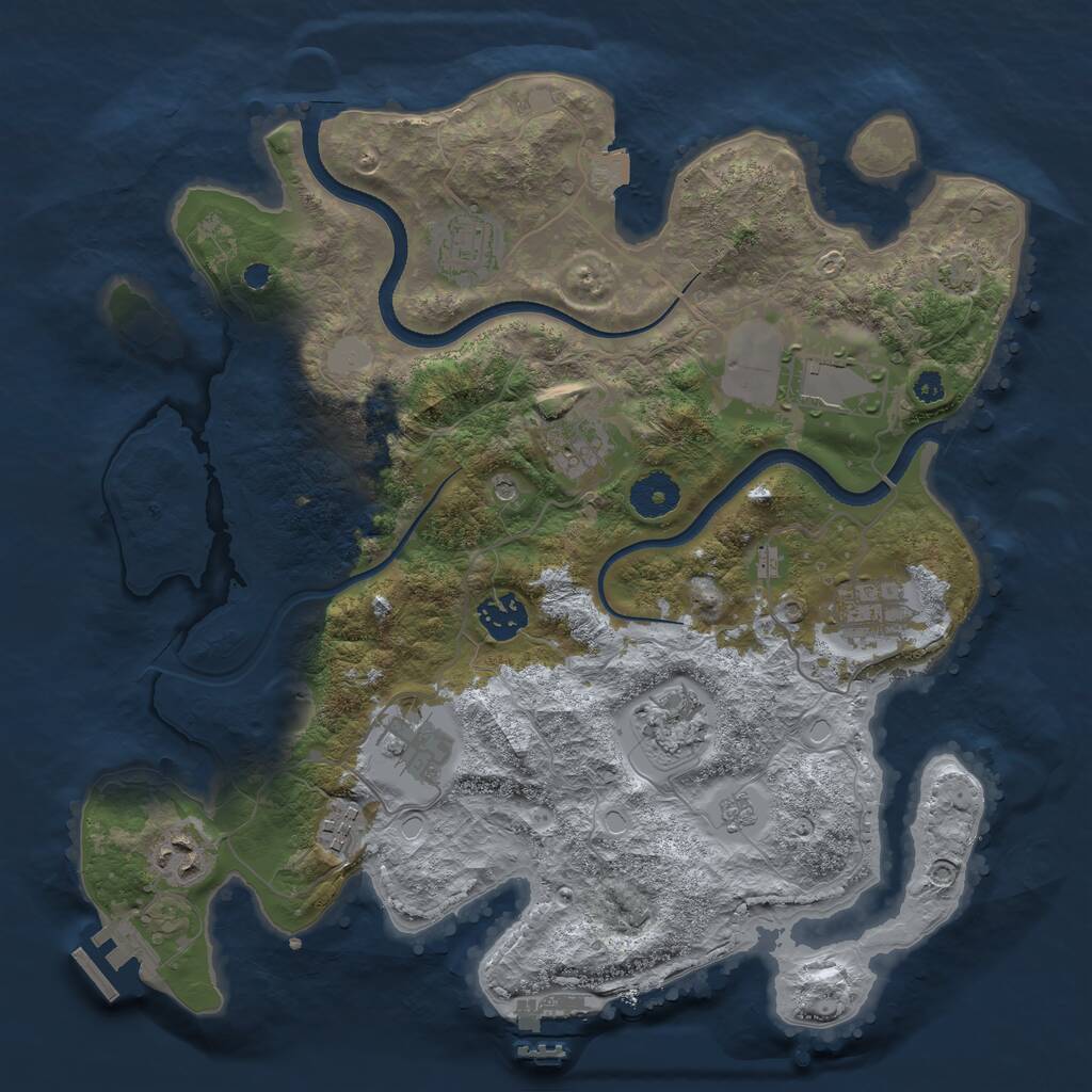 Rust Map: Procedural Map, Size: 3500, Seed: 1818866791, 15 Monuments
