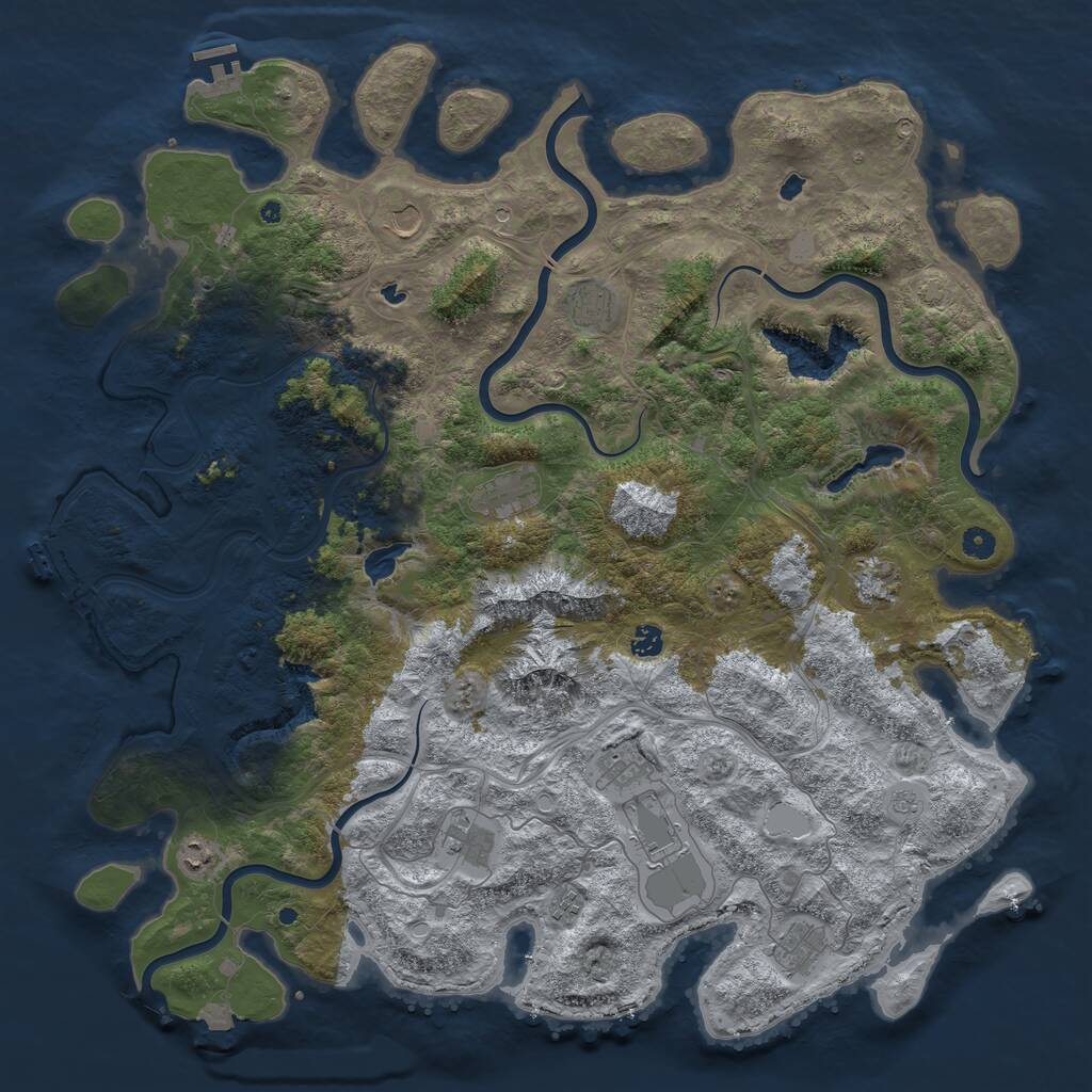 Rust Map: Procedural Map, Size: 5000, Seed: 533508615, 17 Monuments