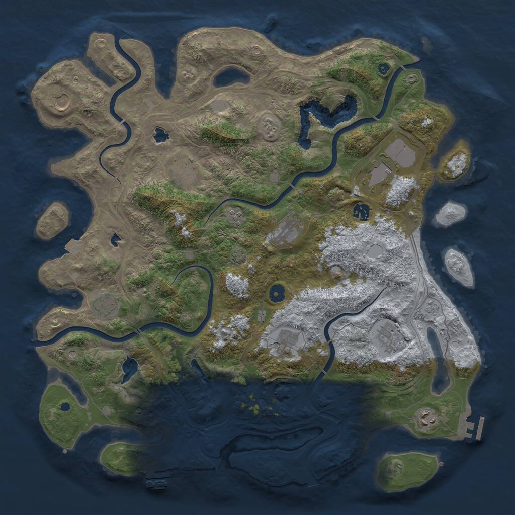 Rust Map: Procedural Map, Size: 4500, Seed: 133856400, 16 Monuments
