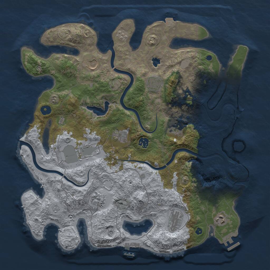 Rust Map: Procedural Map, Size: 4000, Seed: 965490140, 16 Monuments