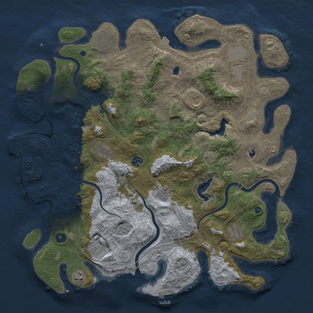 Rust Map: Procedural Map, Size: 4500, Seed: 223558732, 16 Monuments