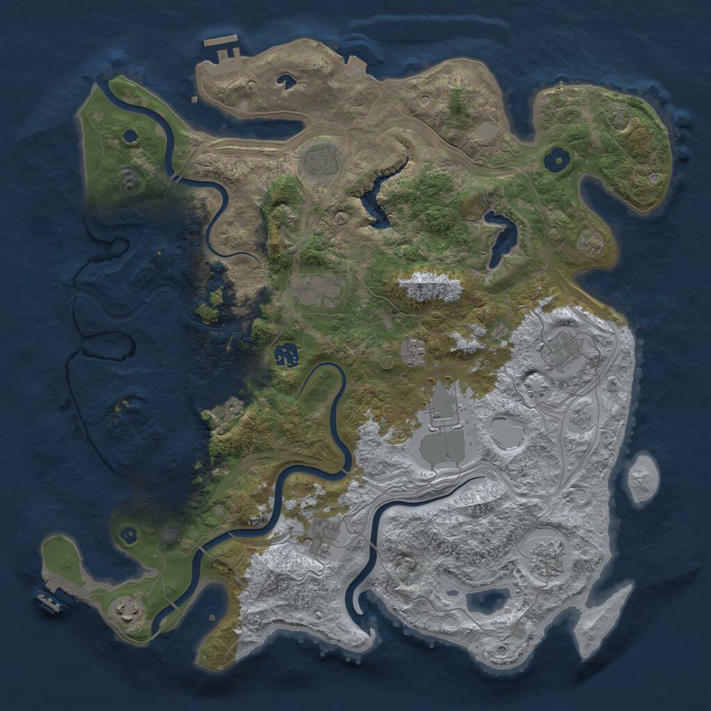 Rust Map: Procedural Map, Size: 4250, Seed: 784675316, 16 Monuments