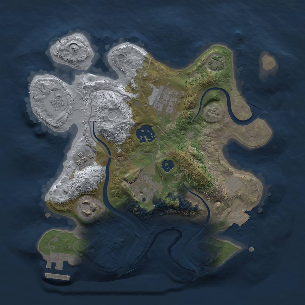 Rust Map: Procedural Map, Size: 2500, Seed: 96486, 9 Monuments