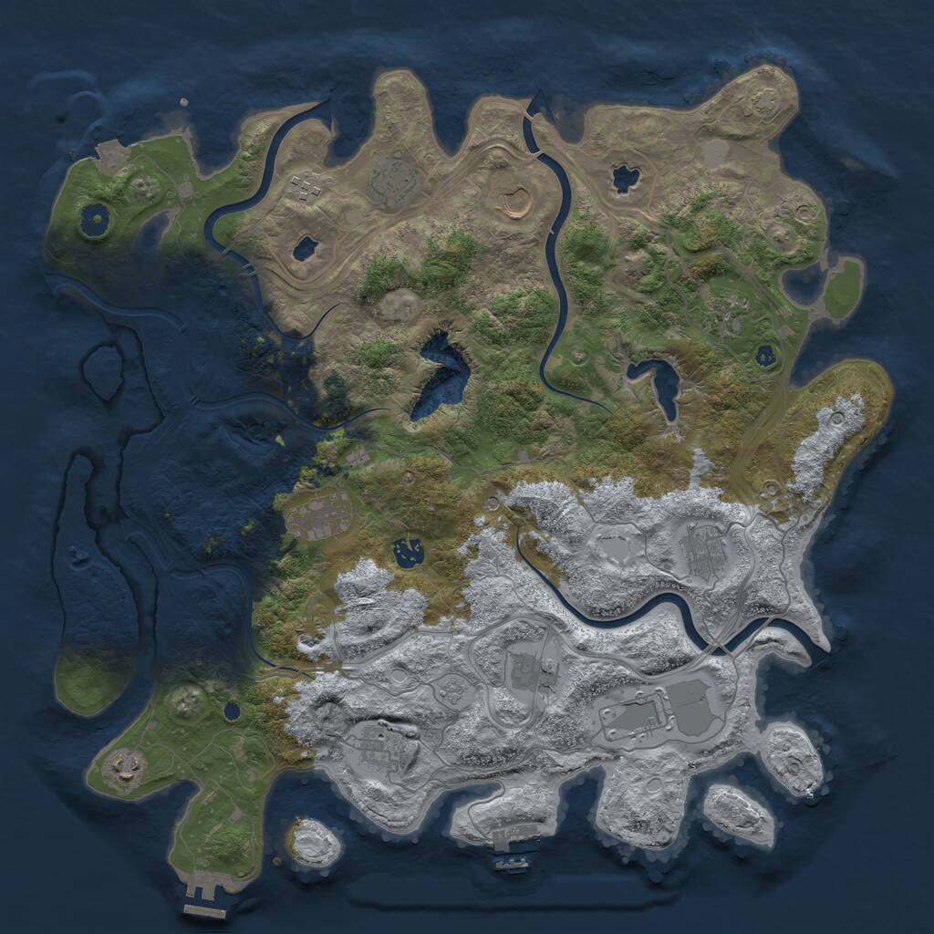 Rust Map: Procedural Map, Size: 4500, Seed: 644622226, 17 Monuments