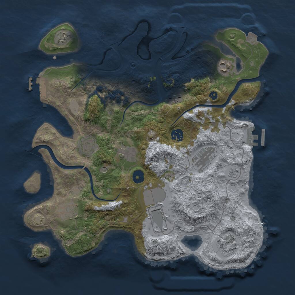 Rust Map: Procedural Map, Size: 3500, Seed: 828066, 15 Monuments