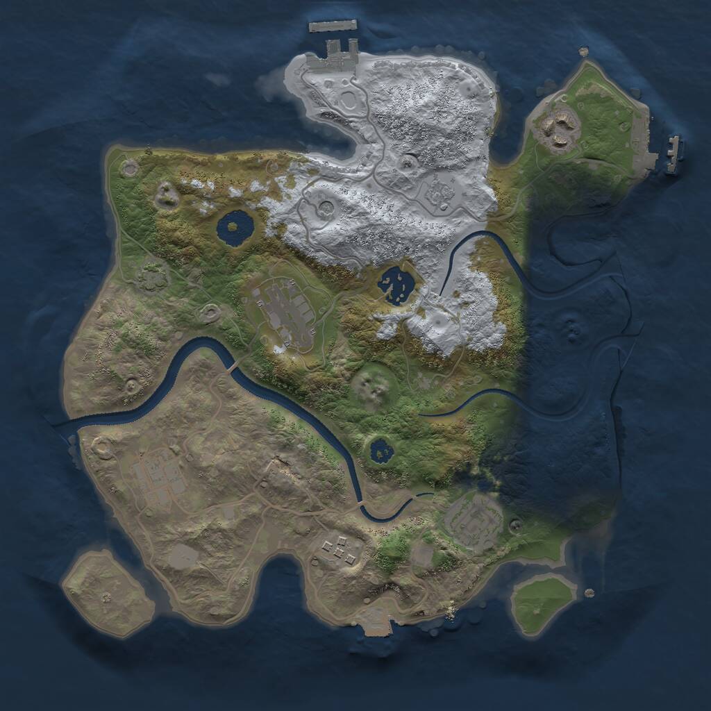Rust Map: Procedural Map, Size: 3000, Seed: 843700487, 12 Monuments
