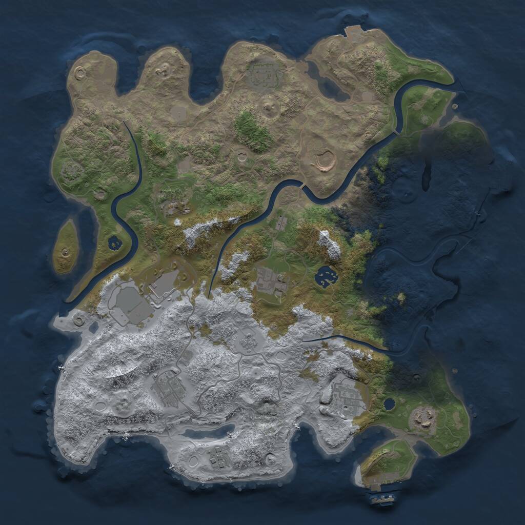 Rust Map: Procedural Map, Size: 3700, Seed: 574169878, 16 Monuments