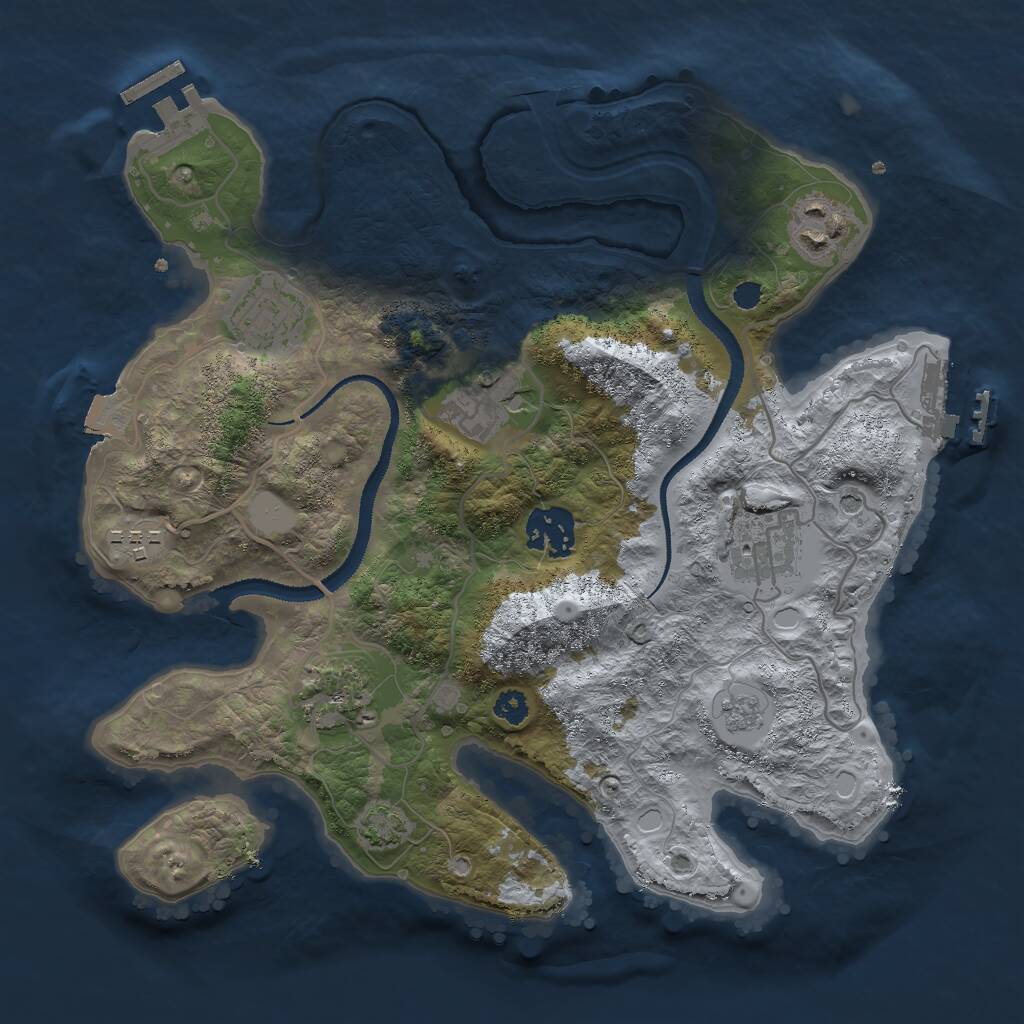 Rust Map: Procedural Map, Size: 3000, Seed: 84128, 13 Monuments