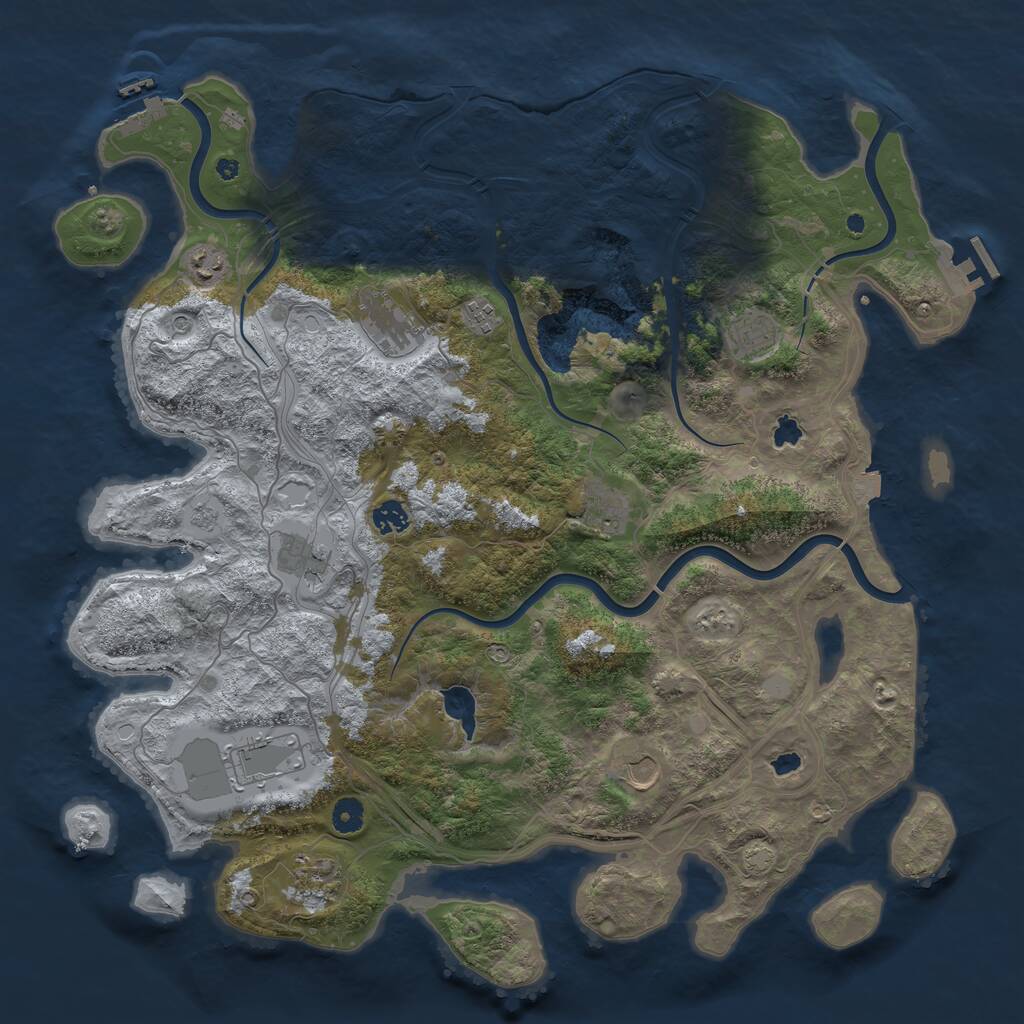 Rust Map: Procedural Map, Size: 4500, Seed: 1750818307, 16 Monuments