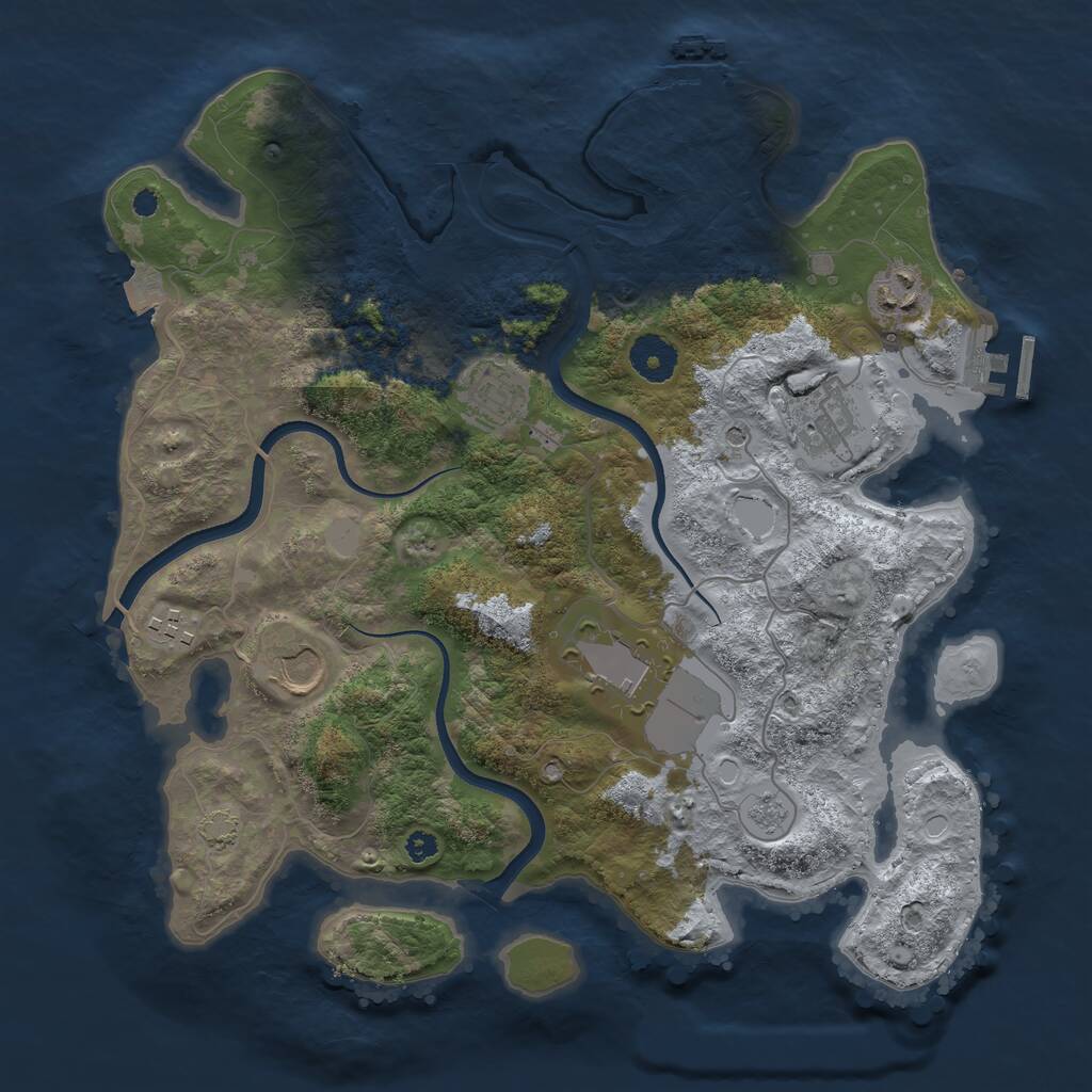 Rust Map: Procedural Map, Size: 3500, Seed: 1048813131, 12 Monuments