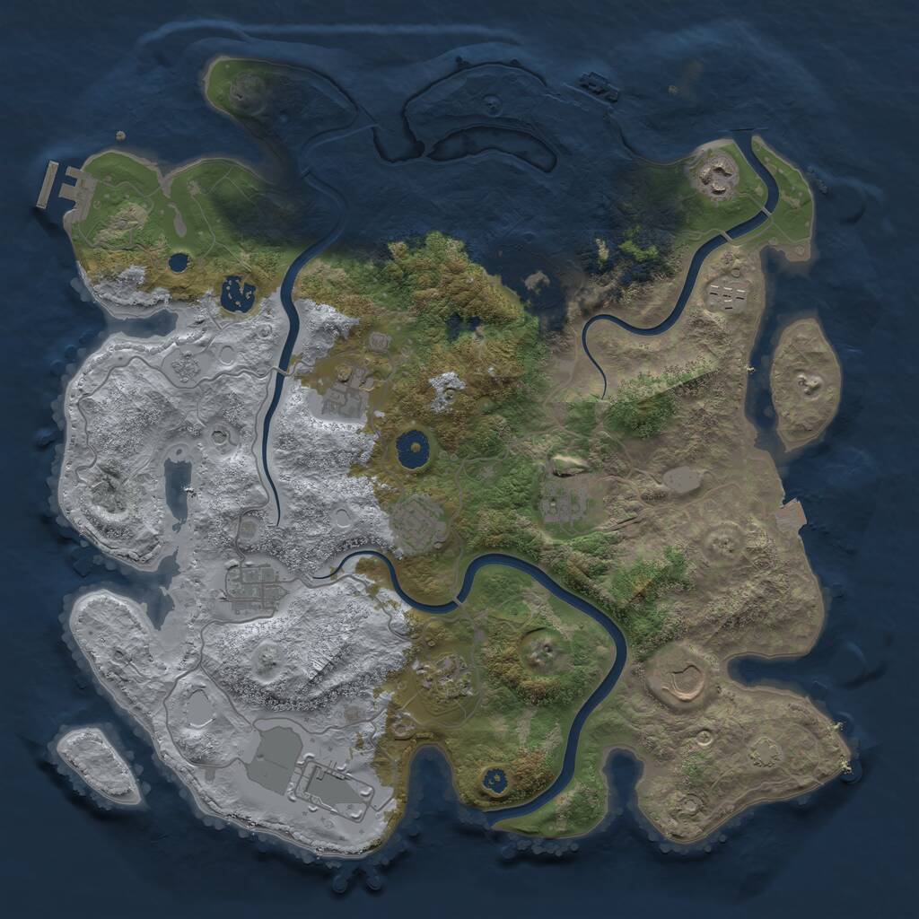 Rust Map: Procedural Map, Size: 3850, Seed: 830143, 17 Monuments