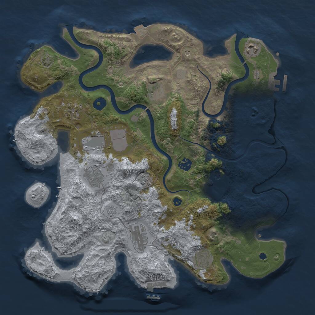Rust Map: Procedural Map, Size: 3700, Seed: 1044701419, 16 Monuments