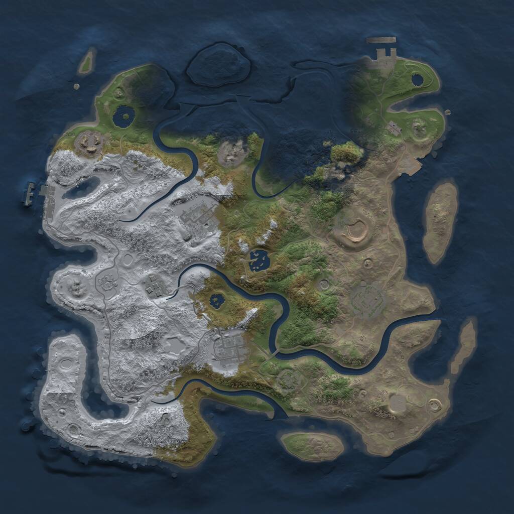 Rust Map: Procedural Map, Size: 3500, Seed: 1576684276, 13 Monuments