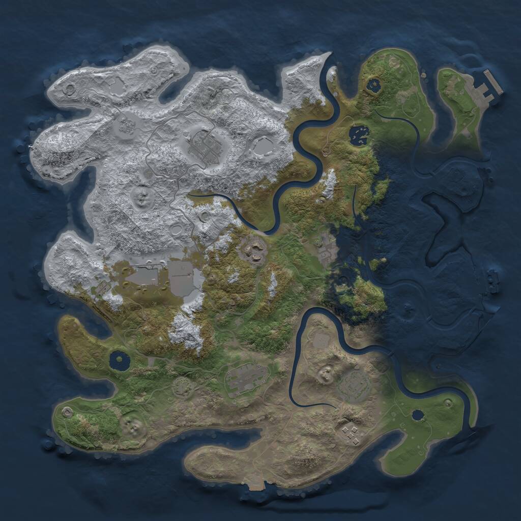 Rust Map: Procedural Map, Size: 3750, Seed: 757181, 14 Monuments