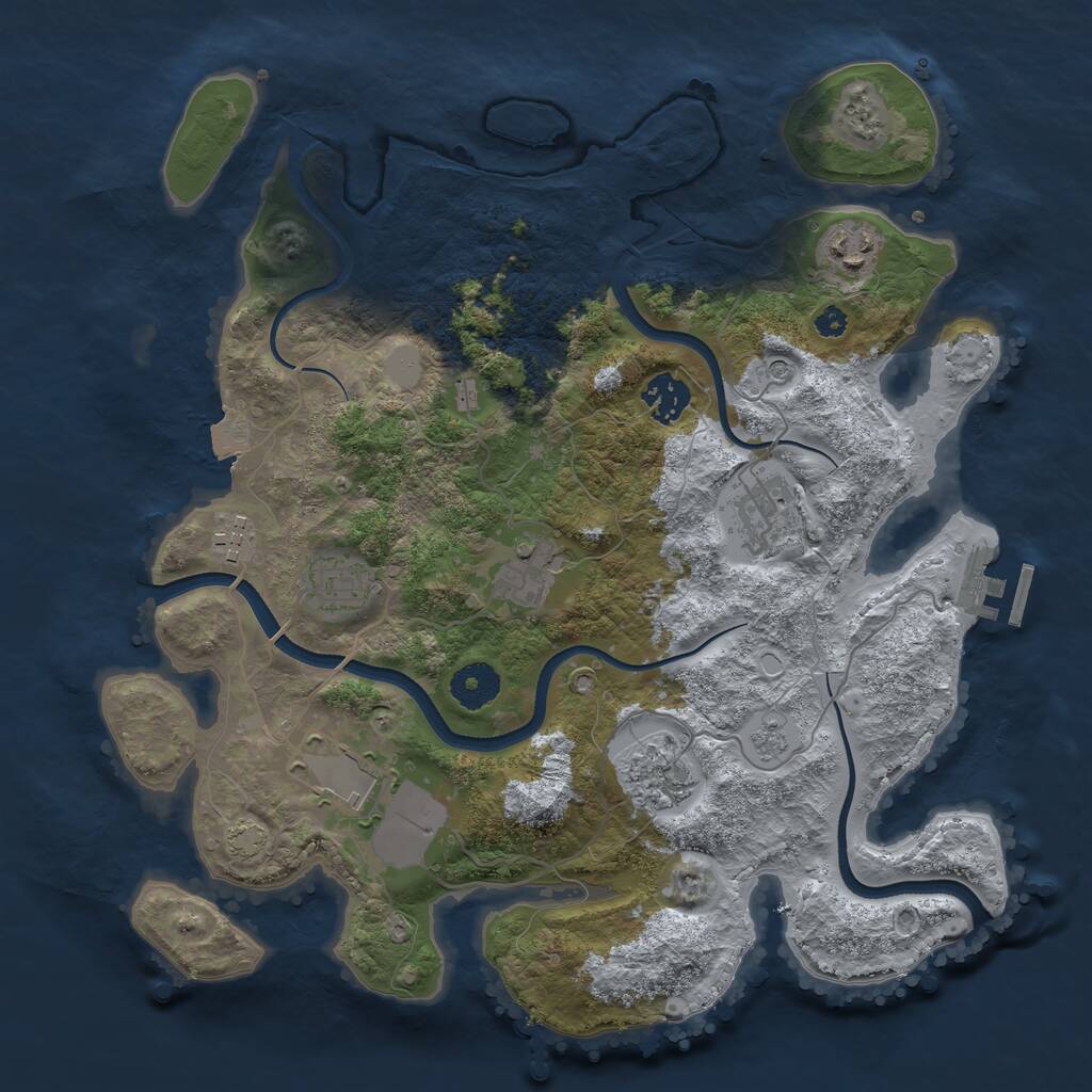 Rust Map: Procedural Map, Size: 3500, Seed: 1211667594, 13 Monuments