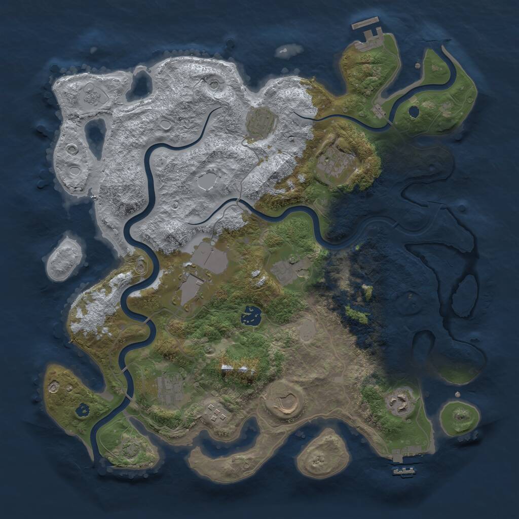 Rust Map: Procedural Map, Size: 3800, Seed: 1486182334, 15 Monuments