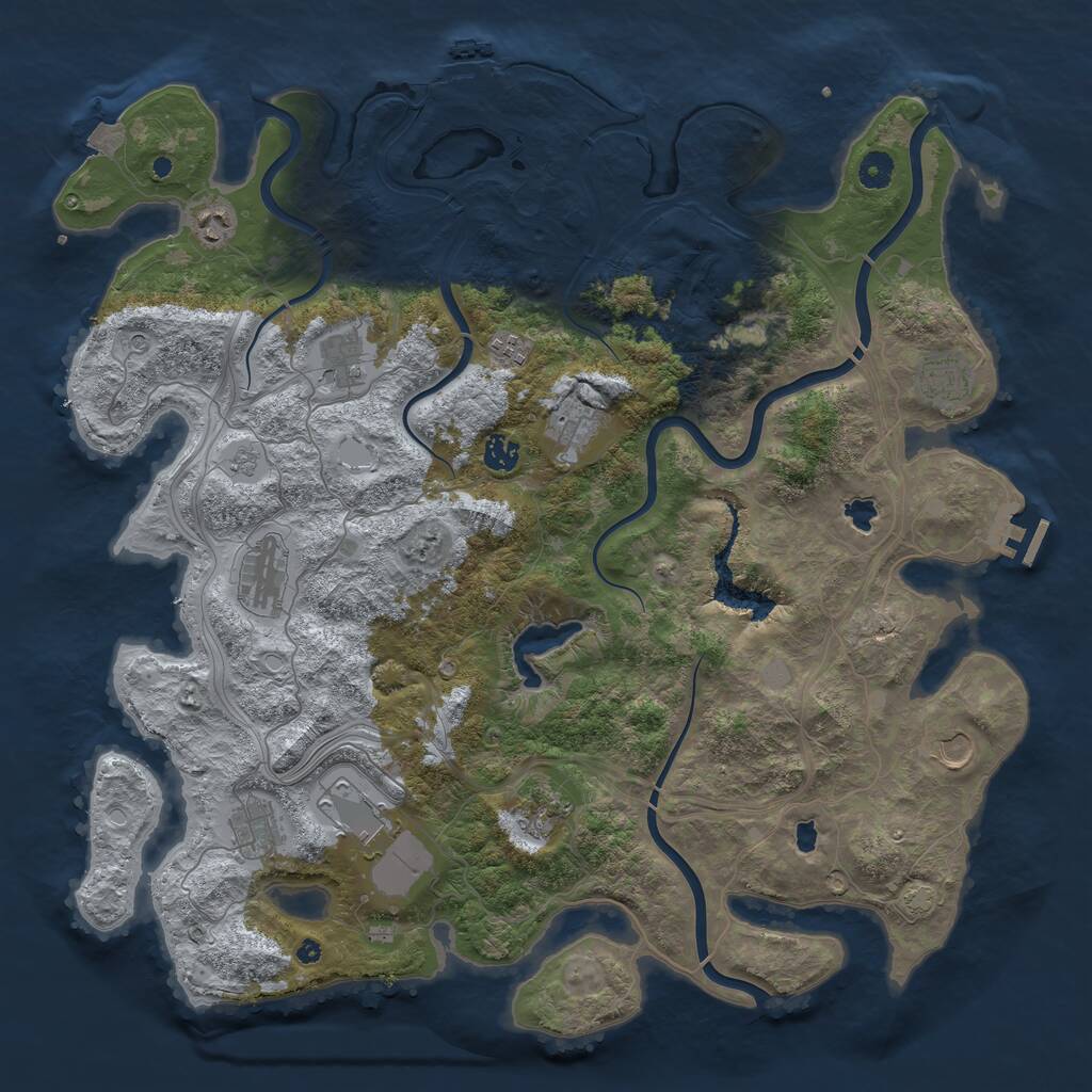 Rust Map: Procedural Map, Size: 4500, Seed: 1243137312, 17 Monuments