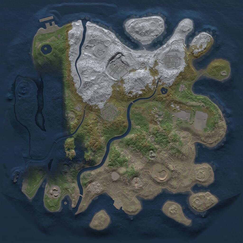 Rust Map: Procedural Map, Size: 3500, Seed: 945132807, 14 Monuments