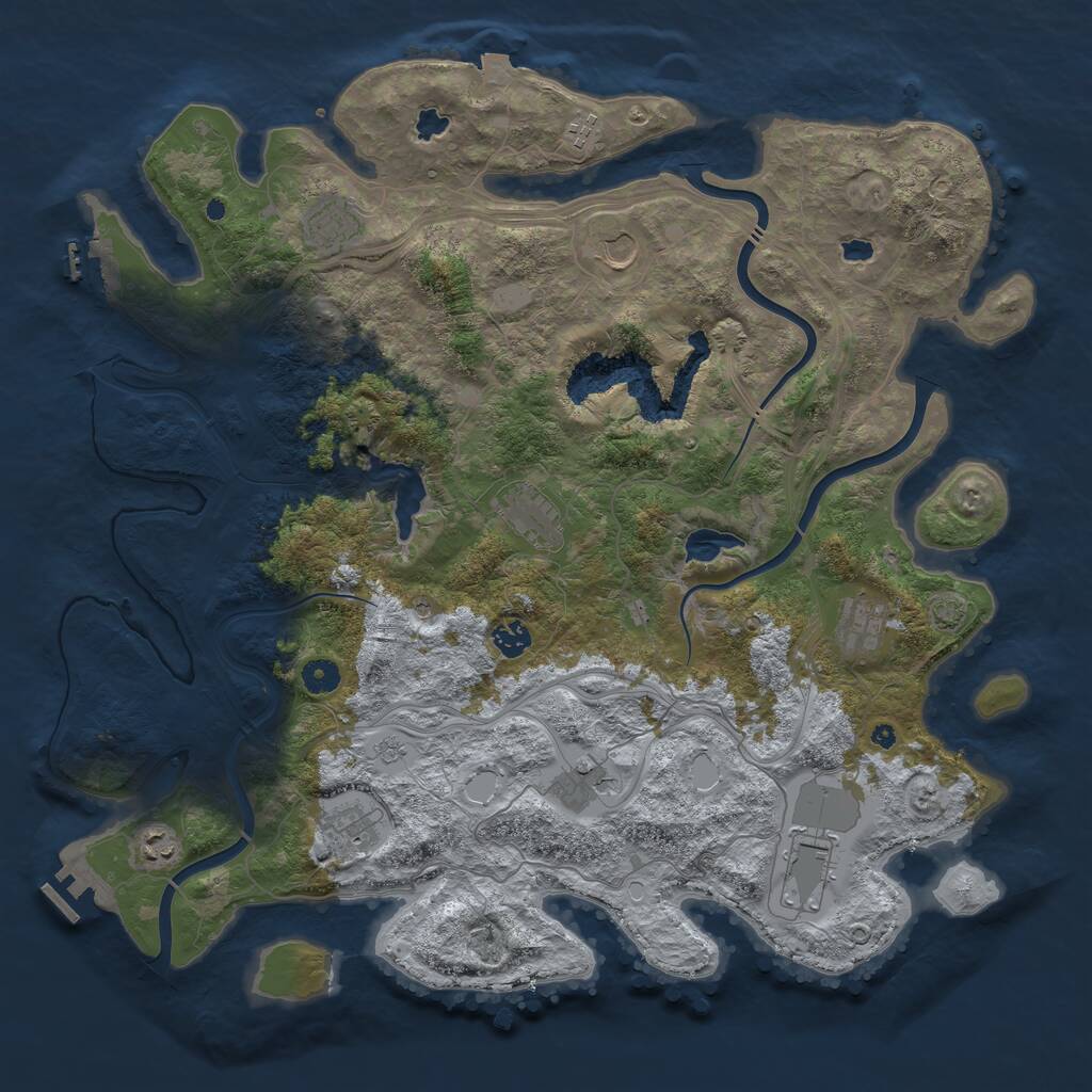 Rust Map: Procedural Map, Size: 4500, Seed: 85481549, 16 Monuments