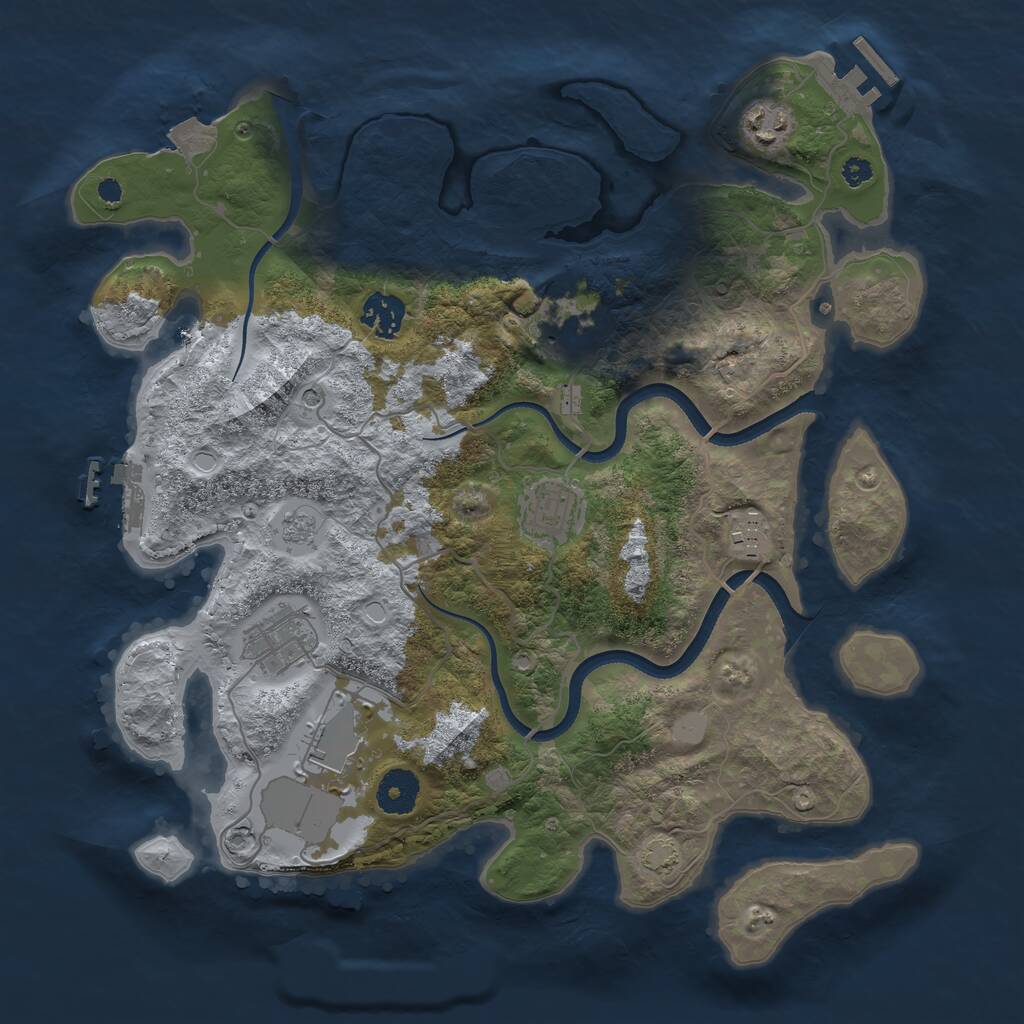 Rust Map: Procedural Map, Size: 3500, Seed: 73625103, 13 Monuments