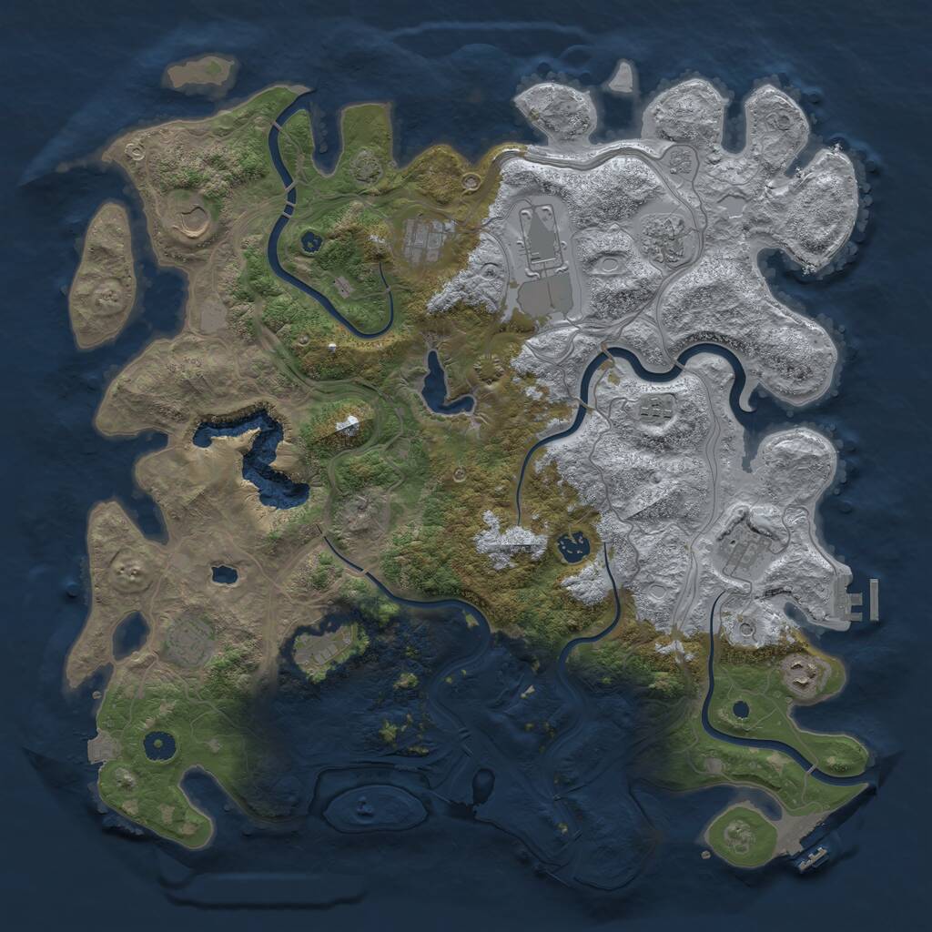 Rust Map: Procedural Map, Size: 4500, Seed: 299876, 16 Monuments