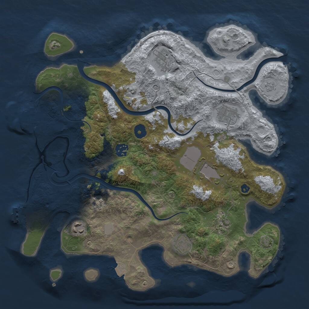 Rust Map: Procedural Map, Size: 3500, Seed: 490966058, 14 Monuments