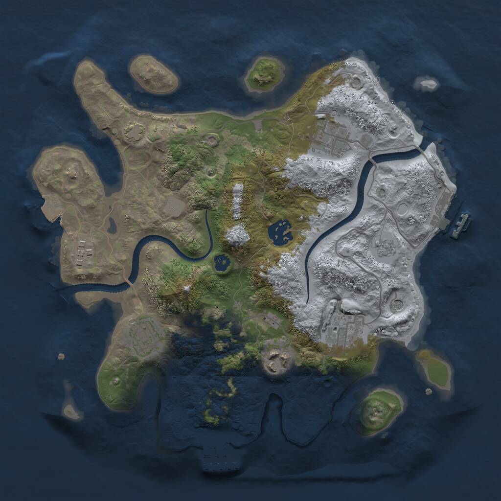 Rust Map: Procedural Map, Size: 3000, Seed: 1454336410, 12 Monuments