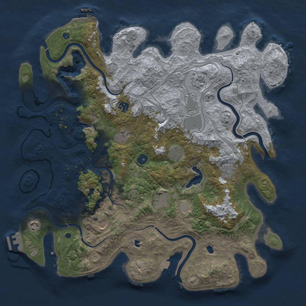 Rust Map: Procedural Map, Size: 4500, Seed: 854125, 16 Monuments