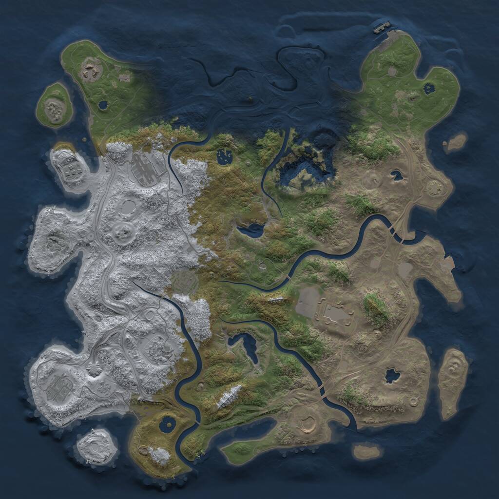 Rust Map: Procedural Map, Size: 4500, Seed: 2106635825, 15 Monuments