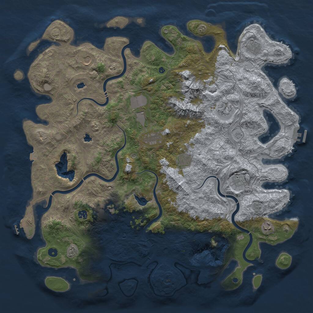 Rust Map: Procedural Map, Size: 5000, Seed: 1105916470, 17 Monuments