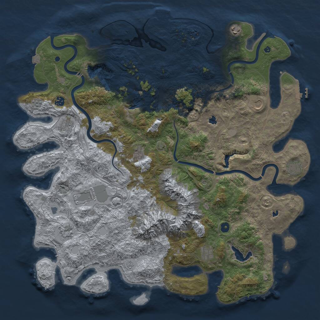 Rust Map: Procedural Map, Size: 5000, Seed: 308339, 16 Monuments