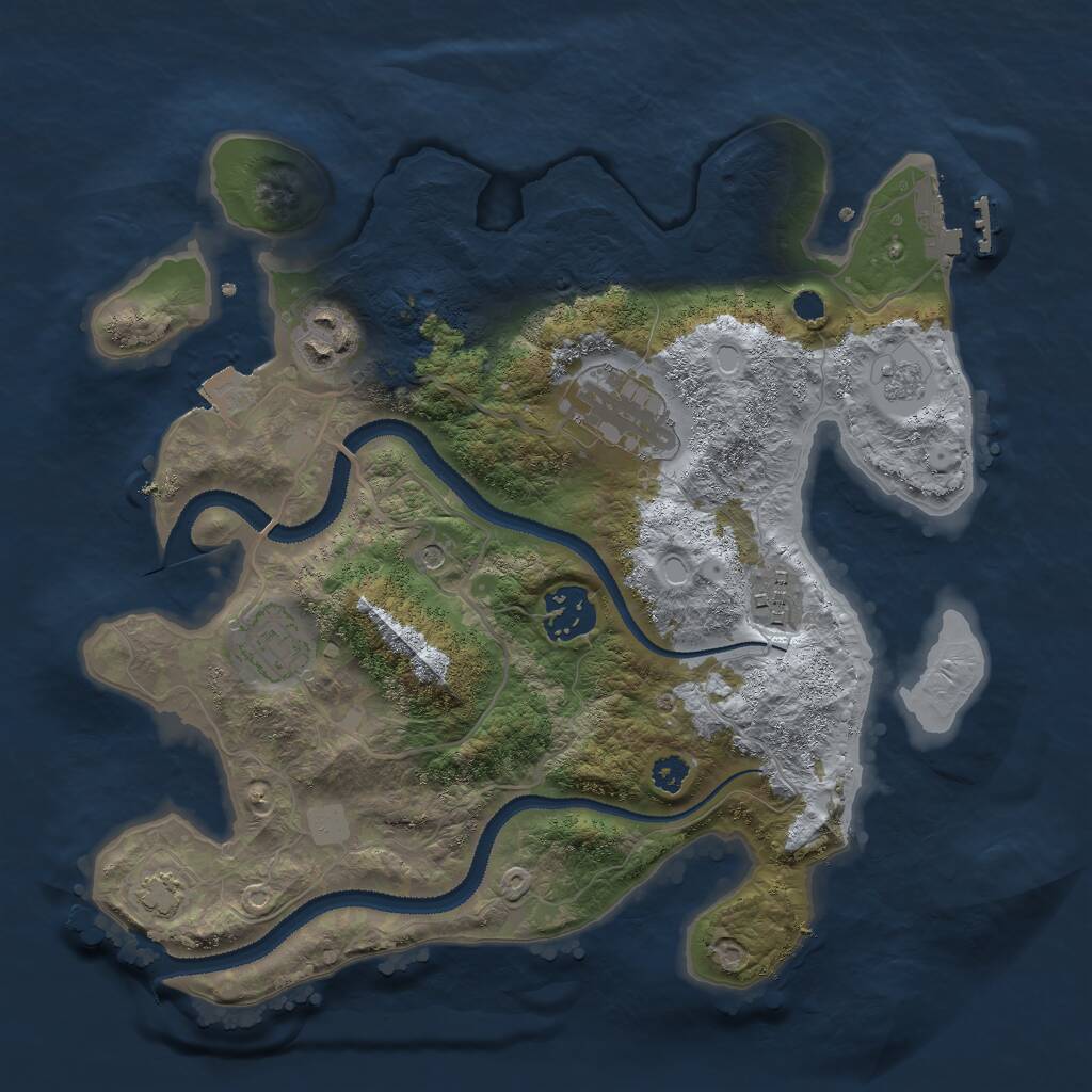 Rust Map: Procedural Map, Size: 3000, Seed: 1253657115, 10 Monuments
