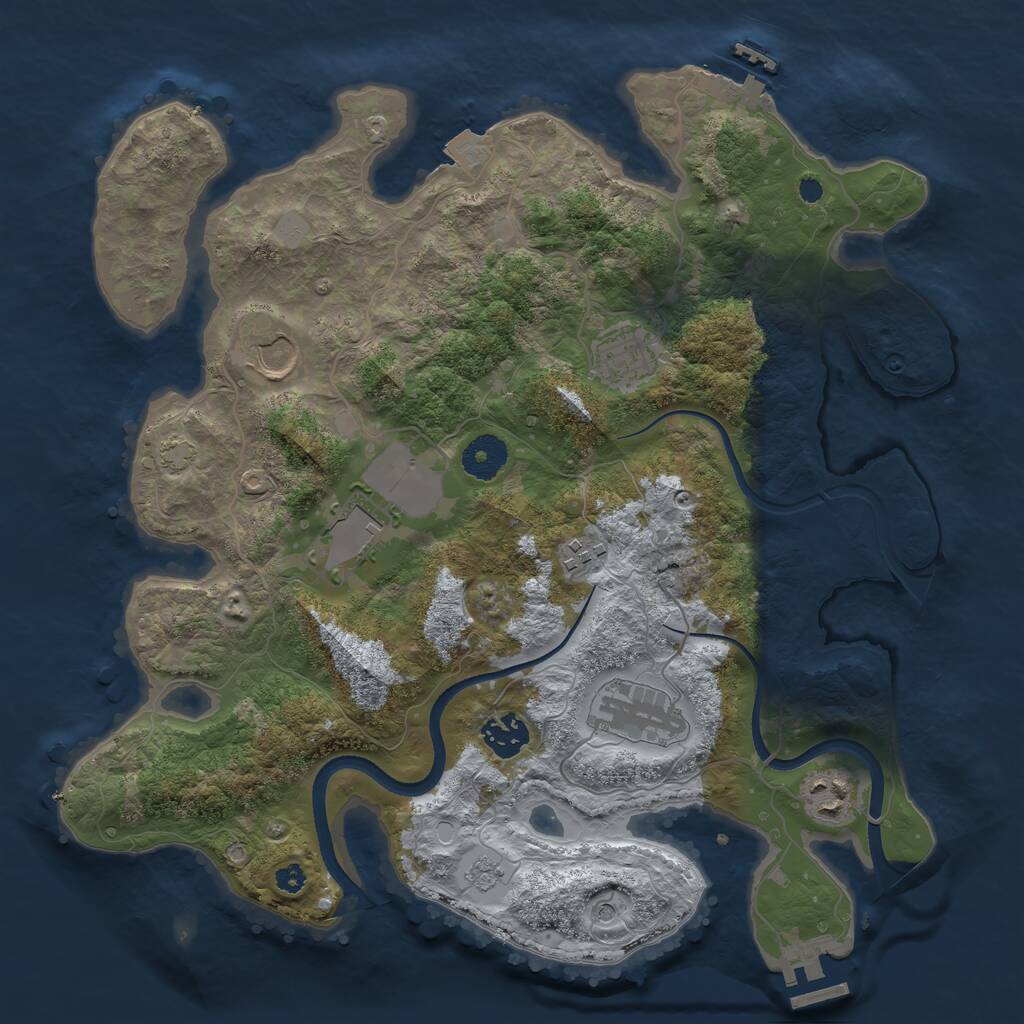 Rust Map: Procedural Map, Size: 3500, Seed: 1192887114, 13 Monuments