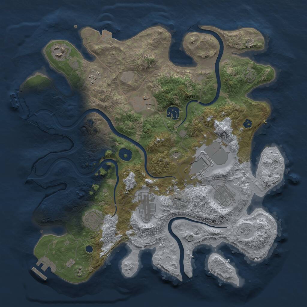 Rust Map: Procedural Map, Size: 3500, Seed: 983716467, 14 Monuments
