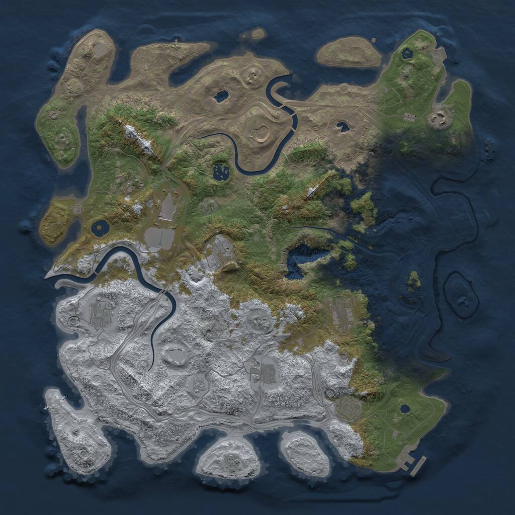 Rust Map: Procedural Map, Size: 4500, Seed: 627723, 17 Monuments