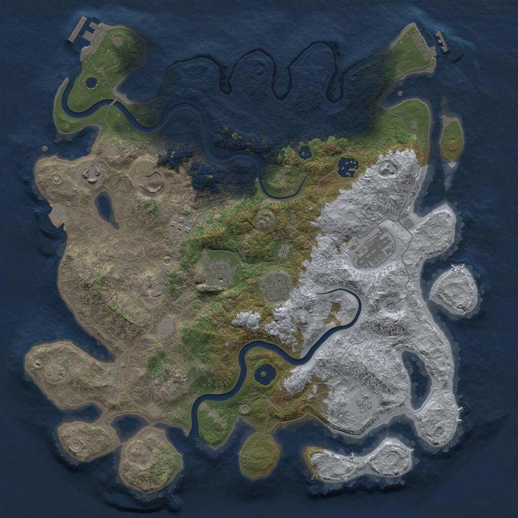 Rust Map: Procedural Map, Size: 3750, Seed: 287547, 14 Monuments